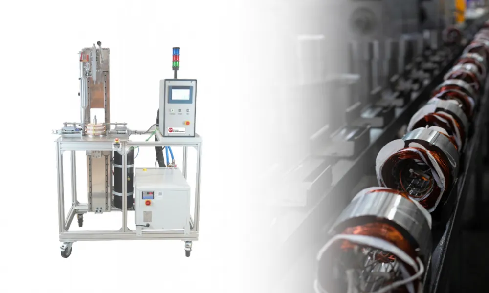 Unsere Maschine ermöglicht eine präzise und effiziente Produktion von Elektromotoren.